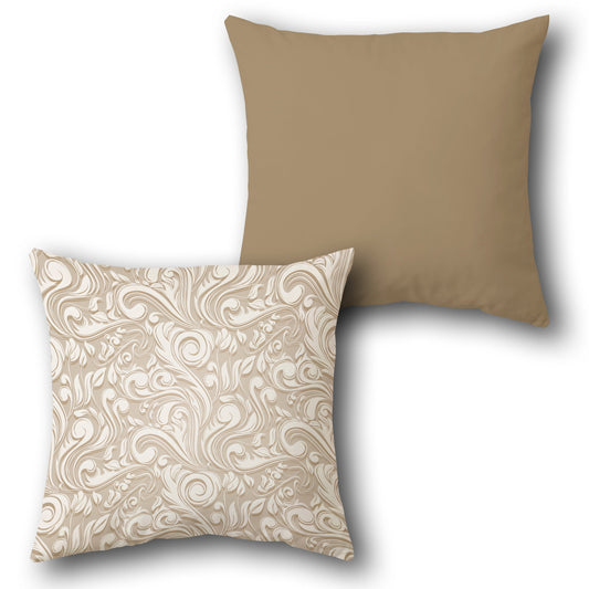 Beige-White Swirling Grace Cushion (Front & Back)