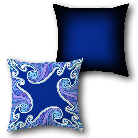 Swirl Wave  Blue- Navy Cushion  (Front & Back)
