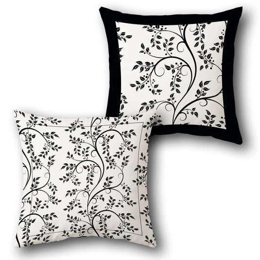 Vine Elegance  White- Black Reversible Cushion