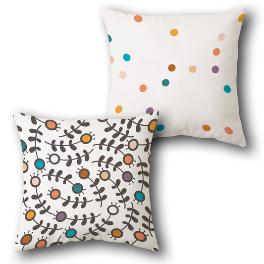 Dotted Vine White Cushion (Front & Back)