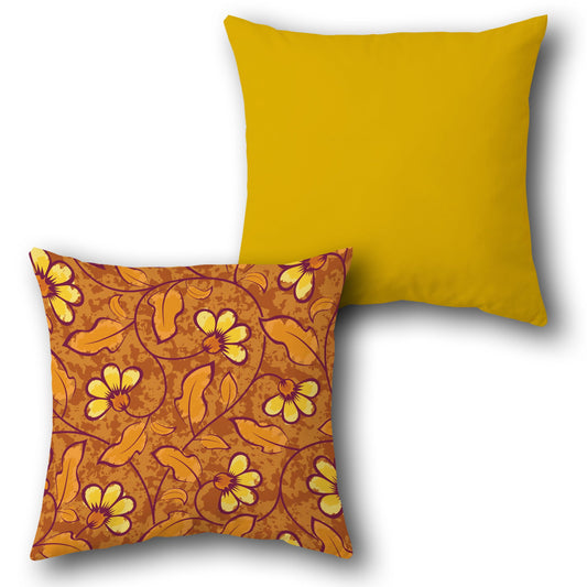 Autumn Bloom Rust-Mustard Cushion (Front & Back)