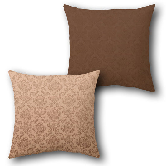 Damask Elegance Beige-Brown Cushion (Front & Back)