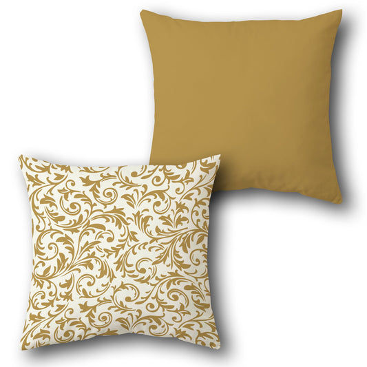 Ornate Swirl Mustard Yellow Cushion (Front & Back)