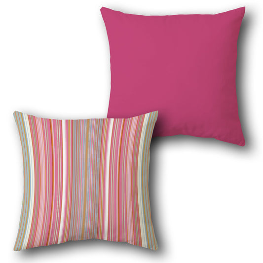 Striped Vibrant Pink Cushion (Front & Back)