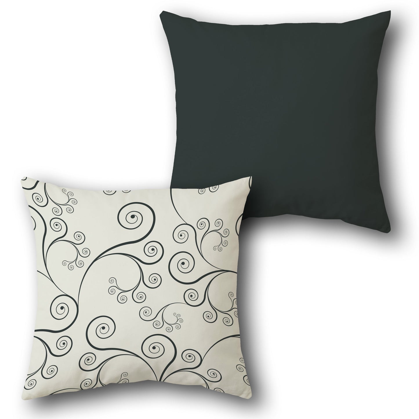 Curly Vine Black Cushion (Front & Back)