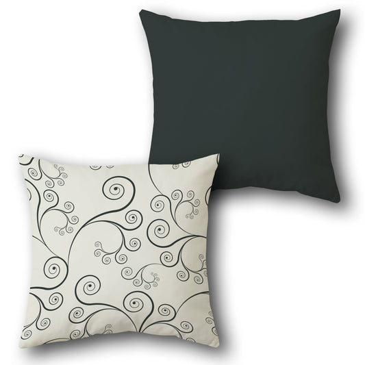 Curly Vine Black Cushion (Front & Back)