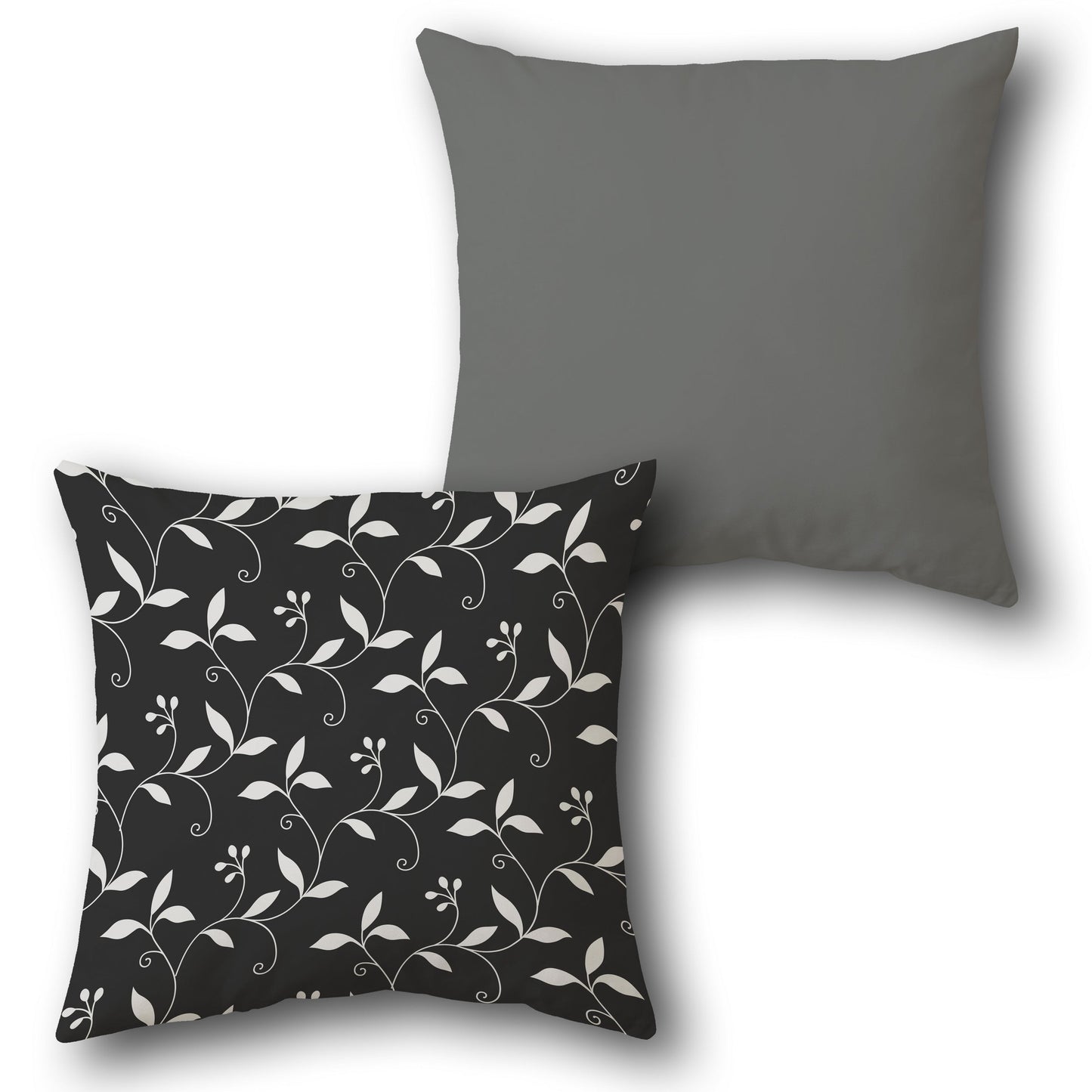 Floral Vine Black and Grey Cushion (Front & Back)