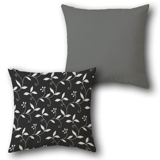 Floral Vine Black and Grey Cushion (Front & Back)