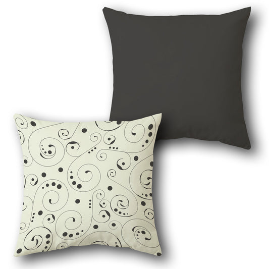 Dotted Swirl Black Cushion (Front & Back)