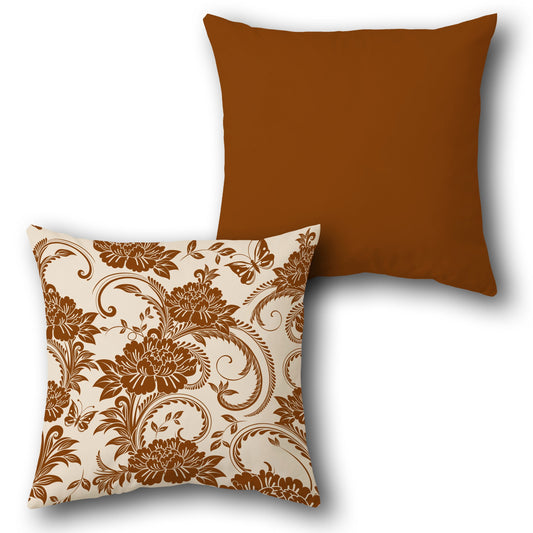 Floral Elegance Terracotta Cushion (Front & Back)