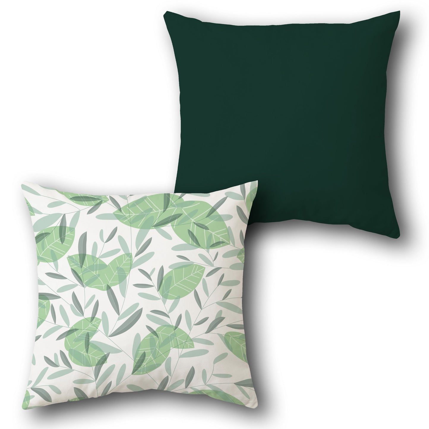 Leafy Pattern Dark Green Cushion (Front & Back)