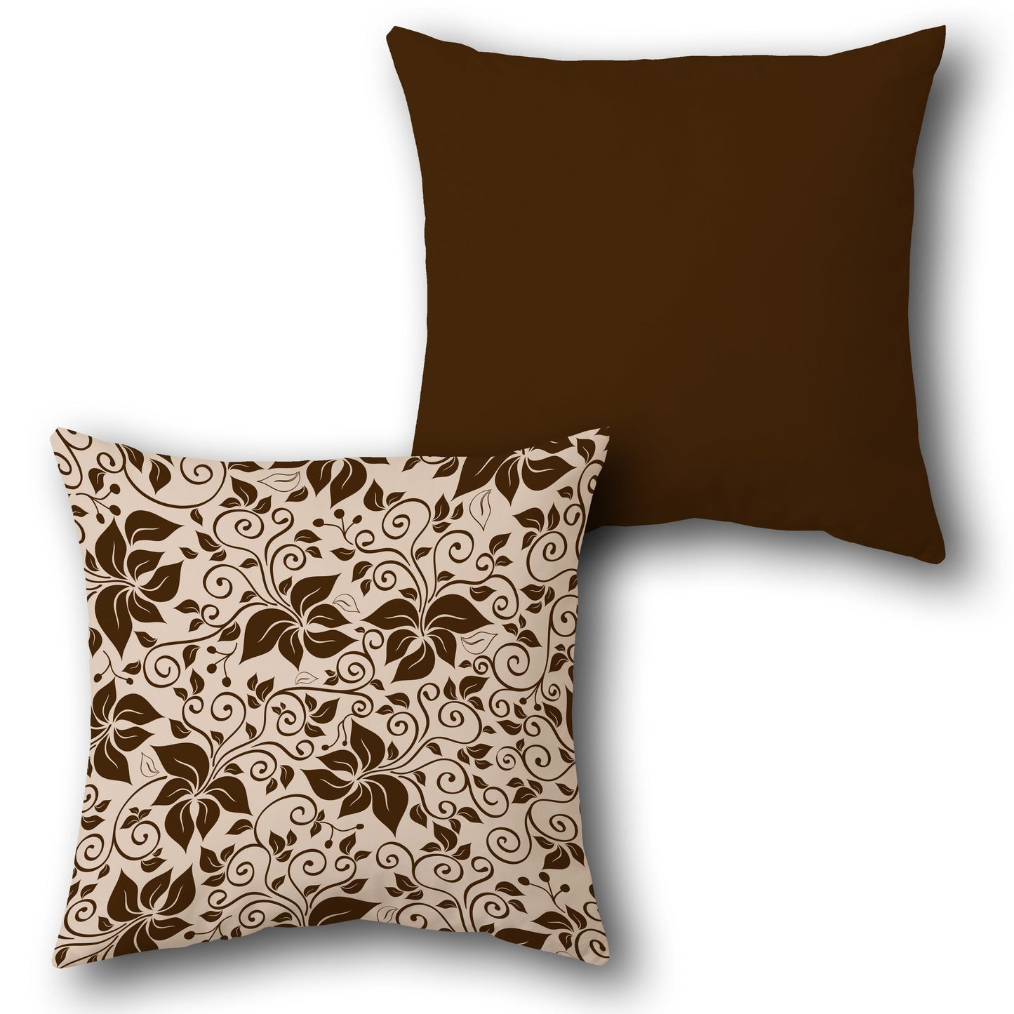 Floral Swirl Chocolate Brown Cushion (Front & Back)