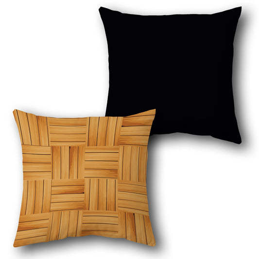 Woven Wood Black Cushion (Front & Back)