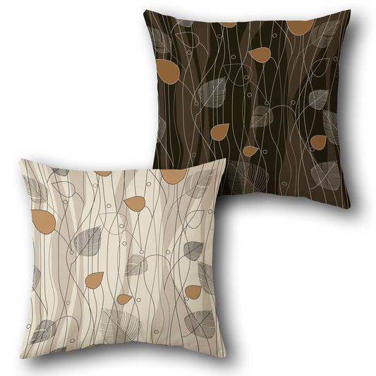 Leafy Abstract Brown Cushion (Front & Back)