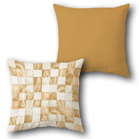 Mustard Yellow Swirling Mosaic Cushion (Front & Back)