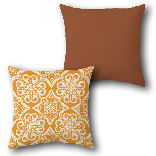 Burnt Orange Intricate Mandala Cushion (Front & Back)