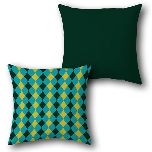 Teal Diamond Harlequin Cushion (Front & Back)