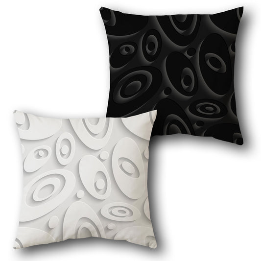 Black White Abstract Oval Cushion (Front & Back)