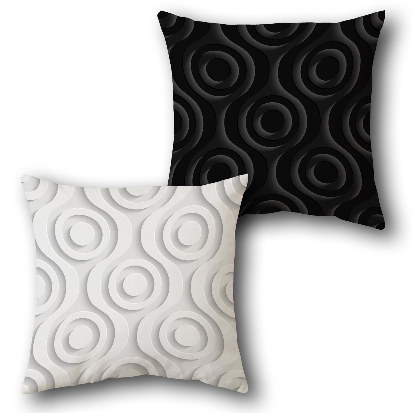 Black White Ripple Circles Cushion (Front & Back)