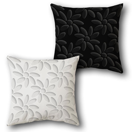 Black White Petal Burst Cushion (Front & Back)