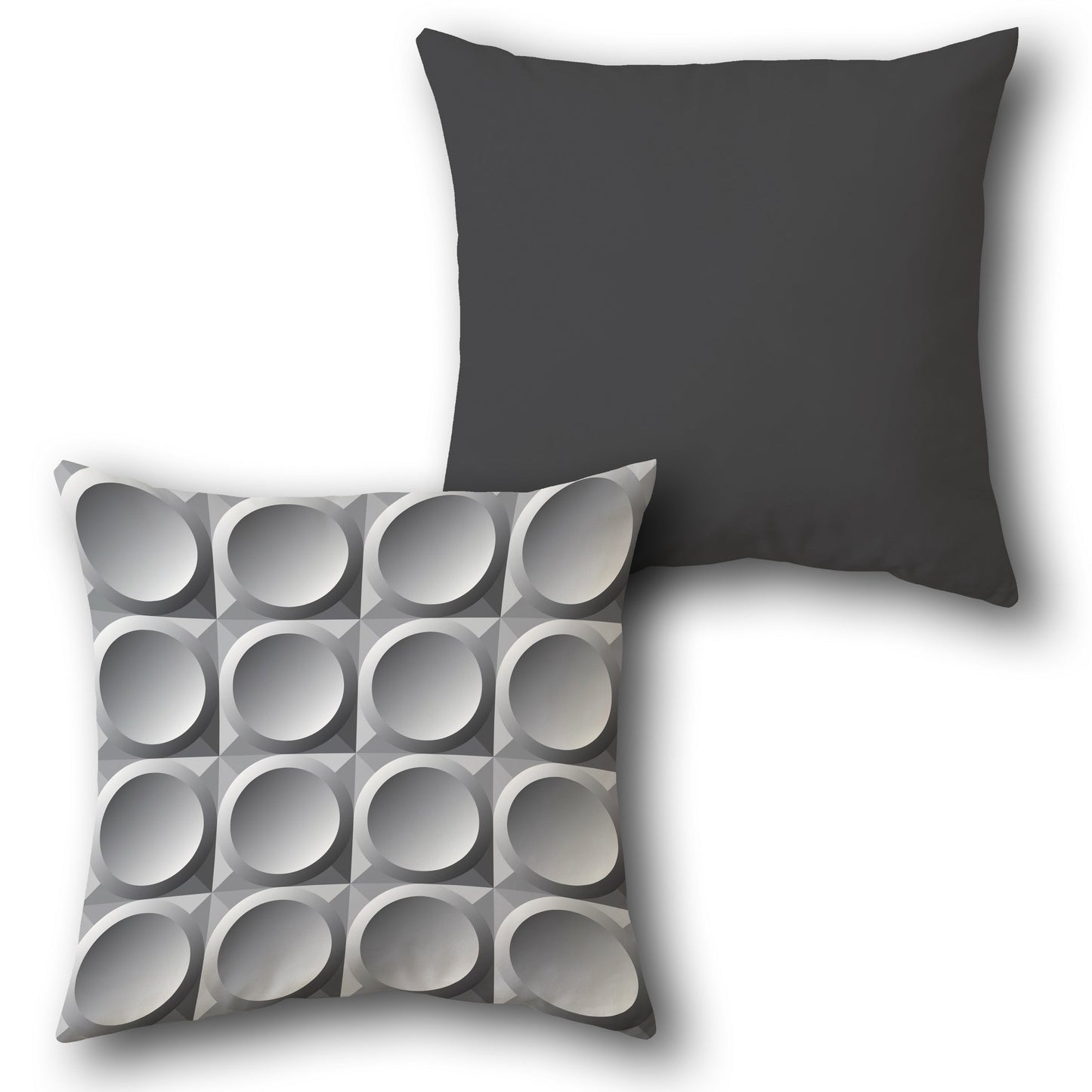 Grey Black Circular Grid Cushion (Front & Back)
