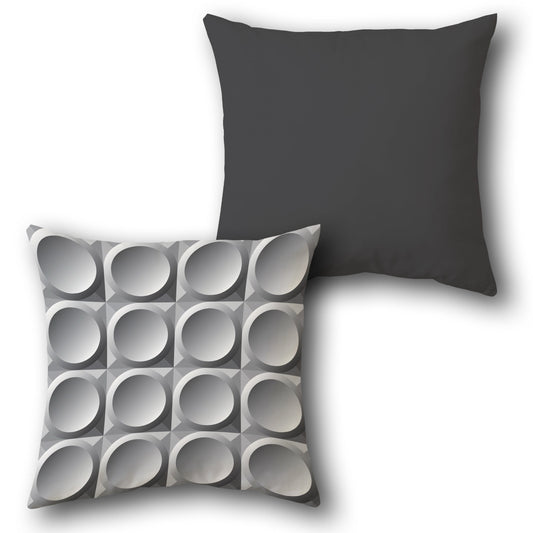 Grey Black Circular Grid Cushion (Front & Back)