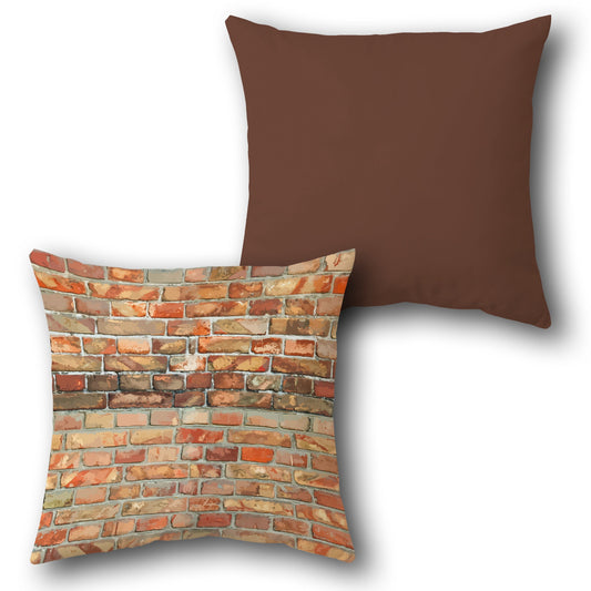 Rustic Brick Brown Cushion (Front & Back)