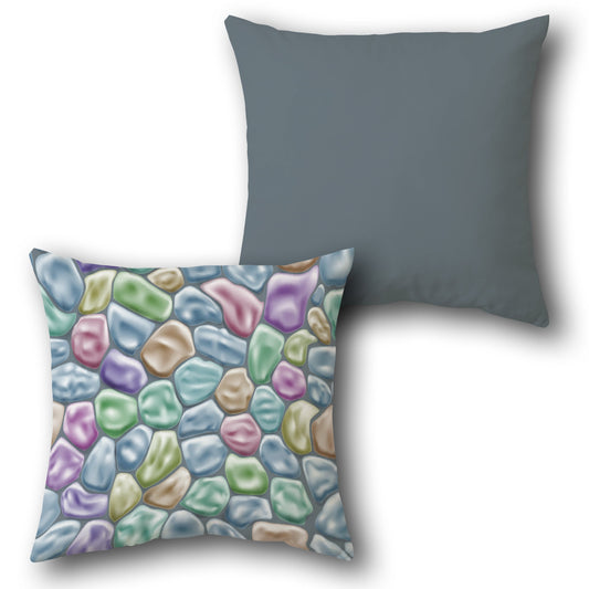 Multicolor Pebble Slate Grey Cushion (Front & Back)