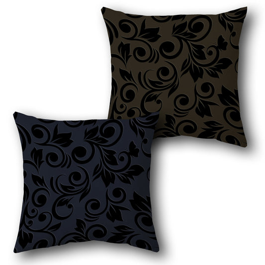 Blue Brown Ornate Swirl Cushion (Front & Back)