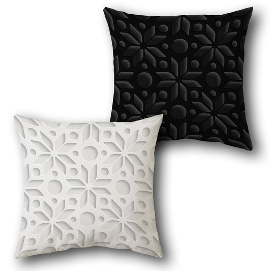 Starflake Cutout White-Black Cushion (Front & Back)