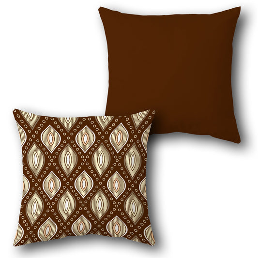 Tribal Diamond Brown-Beige Cushion (Front & Back)