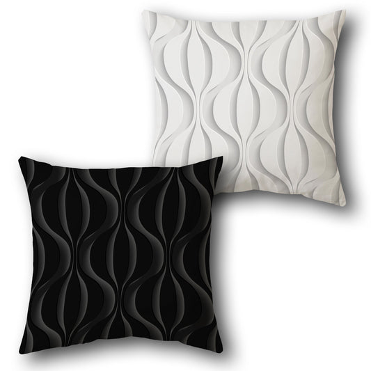 Wave Petal Black-White Cushion (Front & Back)
