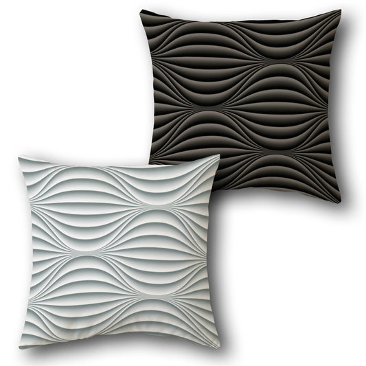 Black and White 3D Wave Cushion (Front & Back)