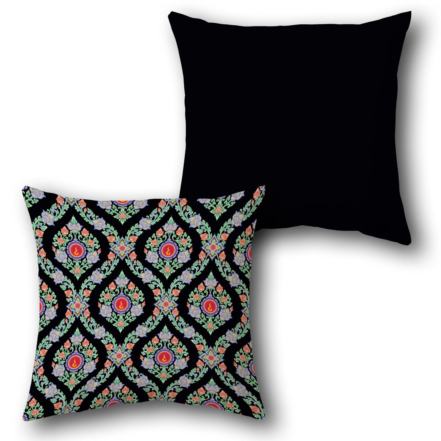 Navy and Multicolor Retro Wave Cushion (Front & Back)