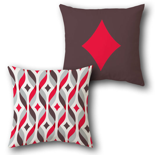 Twisted Diamond Red and Maroon Cushion (Front & Back)