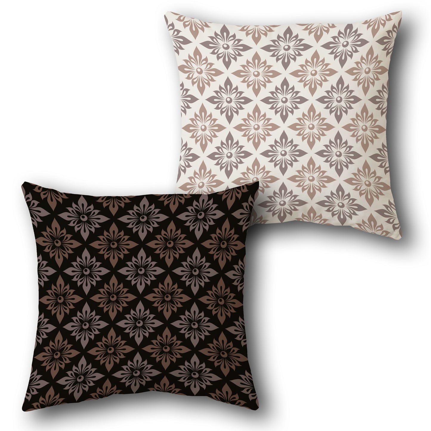 Beige-Black Mystic Bloom Cushion (Front & Back)