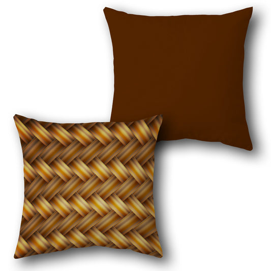 Brown-Gold Woven Charm Cushion (Front & Back)
