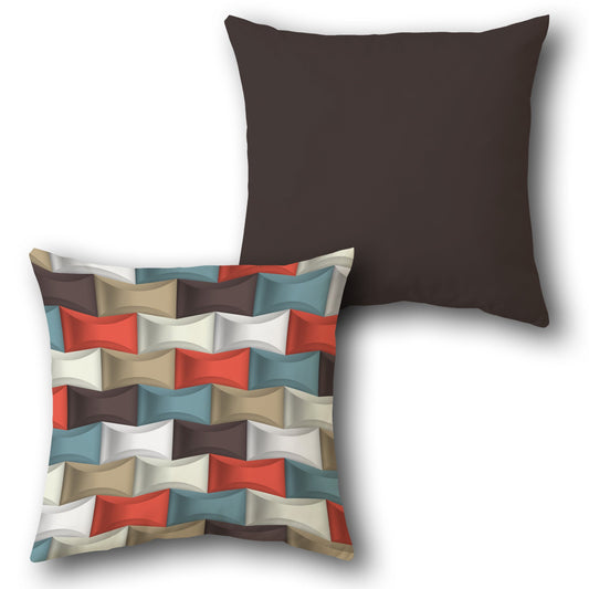 Multi-Brown Tufted Wave Cushion (Front & Back)