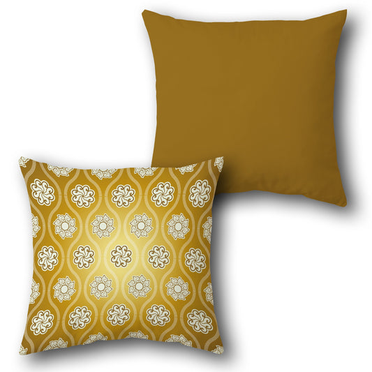 Gold-Brown Ornate Elegance Cushion (Front & Back)