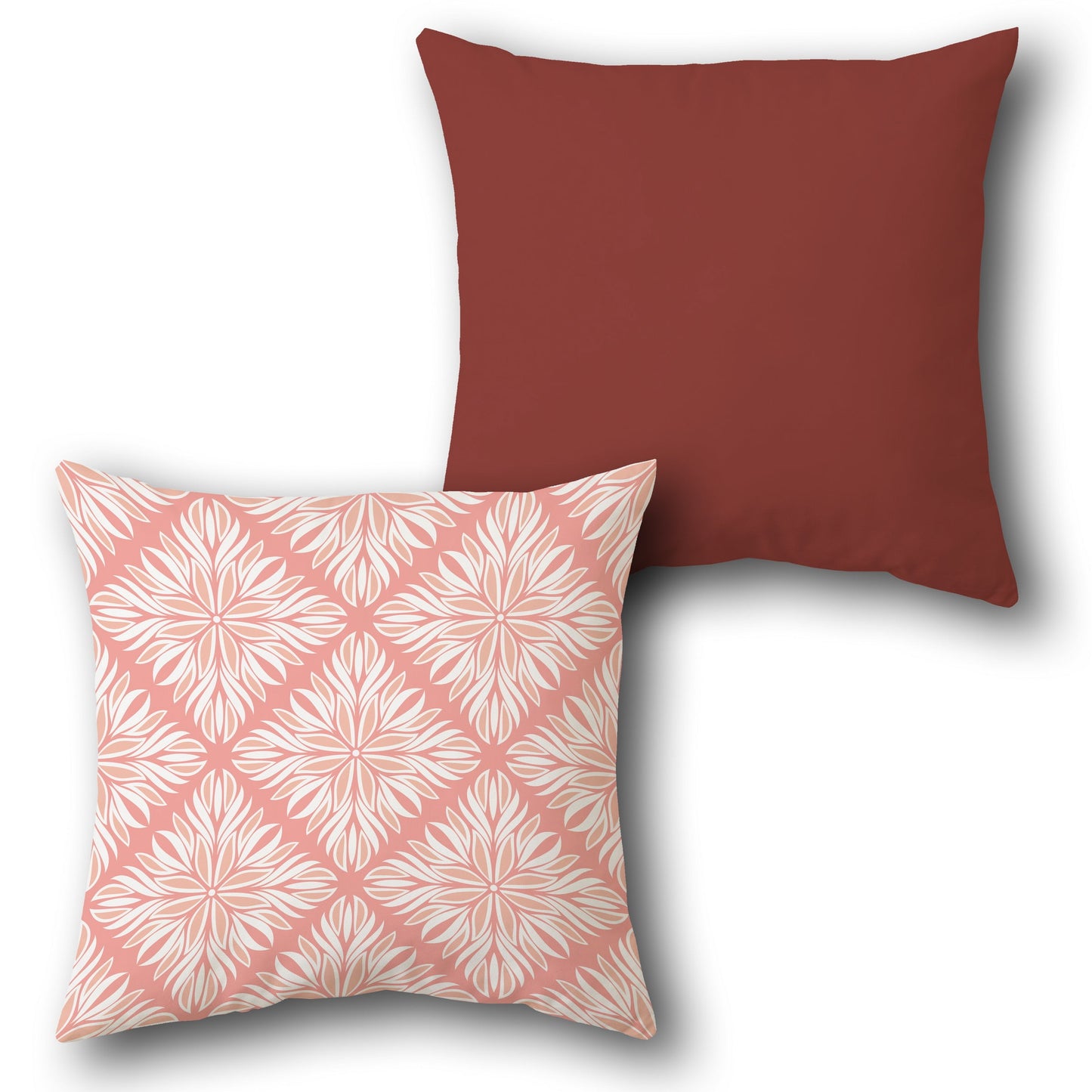 Pink-Maroon Floral Star Cushion (Front & Back)