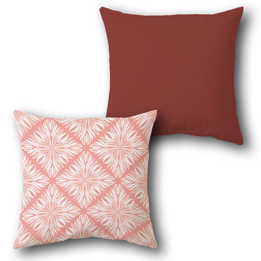 Pink-Maroon Floral Star Cushion (Front & Back)