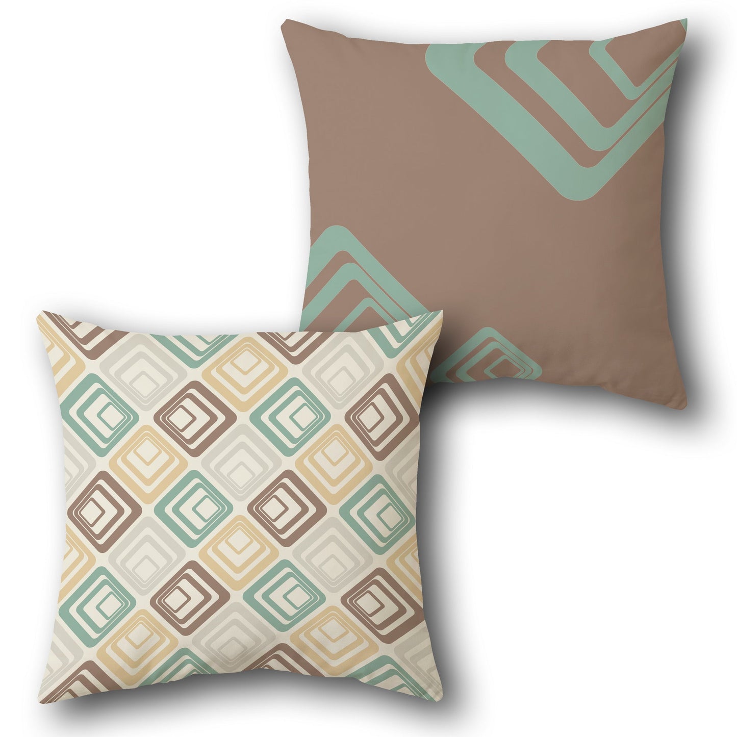 Teal-Brown Retro Diamond Cushion (Front & Back)