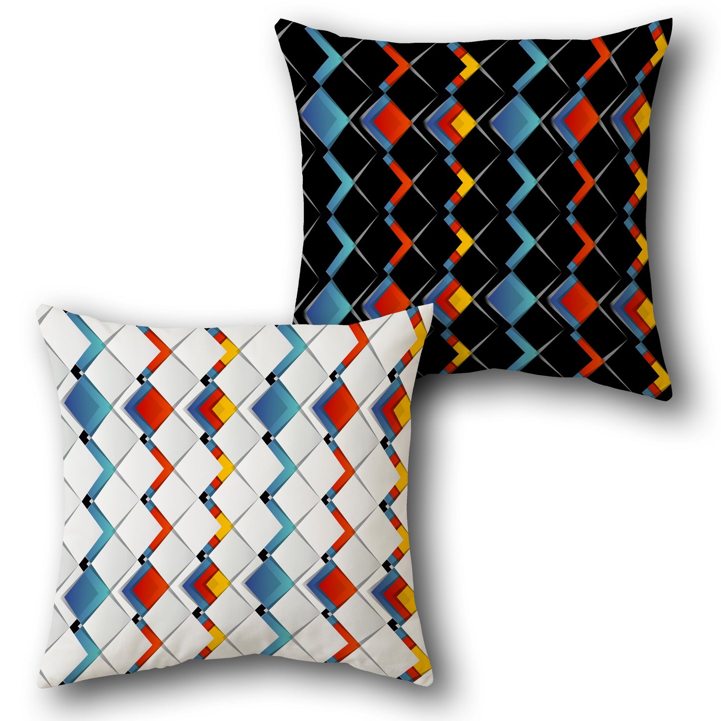 Black-White Prism Wave Cushion (Front & Back)