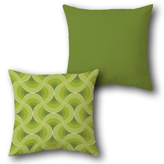 Retro Green Swirl Cushion (Front & Back)