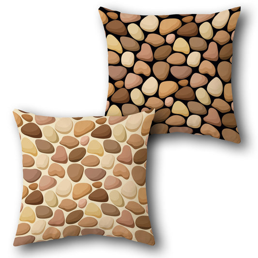 Pebble Pattern Beige-Black Cushion (Front & Back)