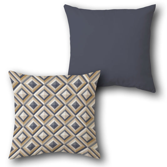 Geometric Blue-Gold Cushion (Front & Back)