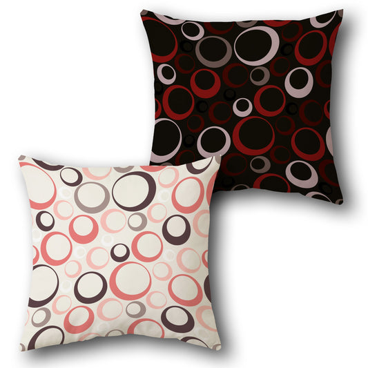Circle Pattern Coral-Black Cushion (Front & Back)