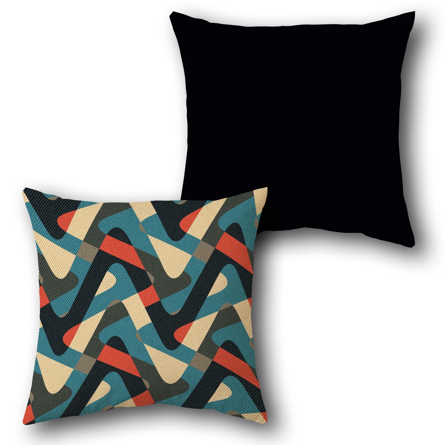 Abstract Wave Blue-Red-Black Cushion (Front & Back)