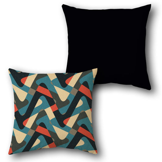 Abstract Wave Blue-Red-Black Cushion (Front & Back)