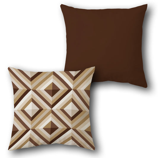Geometric Diamond Brown-Beige Cushion (Front & Back)